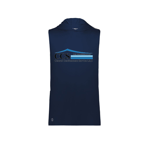 [222590.065.XS-LOGO1] Men's CoolDry Sleeveless Hoodie (Adult XS, Navy, Logo 1)