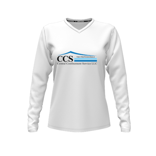 [FTLVCFWH-FYXS-LOGO1] Decker Comfort T-Shirt (Female Youth XS, White, V Neck, Logo 1, Long Sleeve)