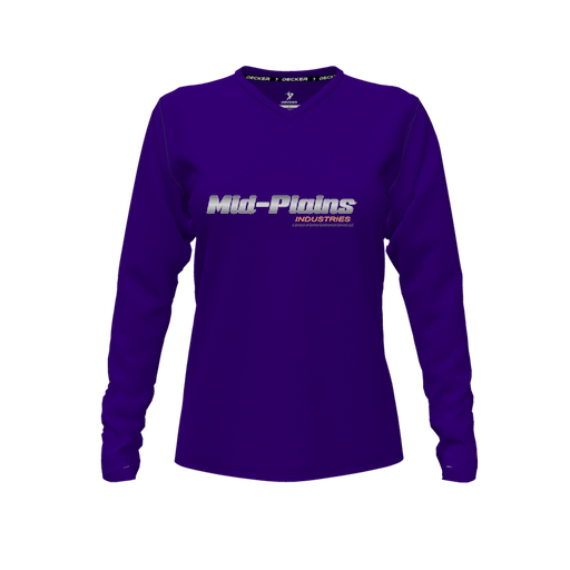 [FTLVCFPP-FYXS-LOGO2] Decker Comfort T-Shirt (Female Youth XS, Purple, V Neck, Logo 2, Long Sleeve)