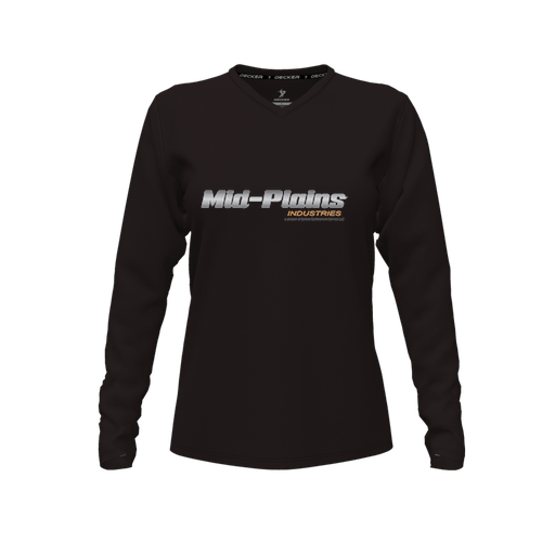 [FTLVPTBK-FYXS-LOGO2] Decker Performance T-Shirt (Female Youth XS, Black, V Neck, Logo 2, Long Sleeve)